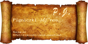Pigniczki János névjegykártya
